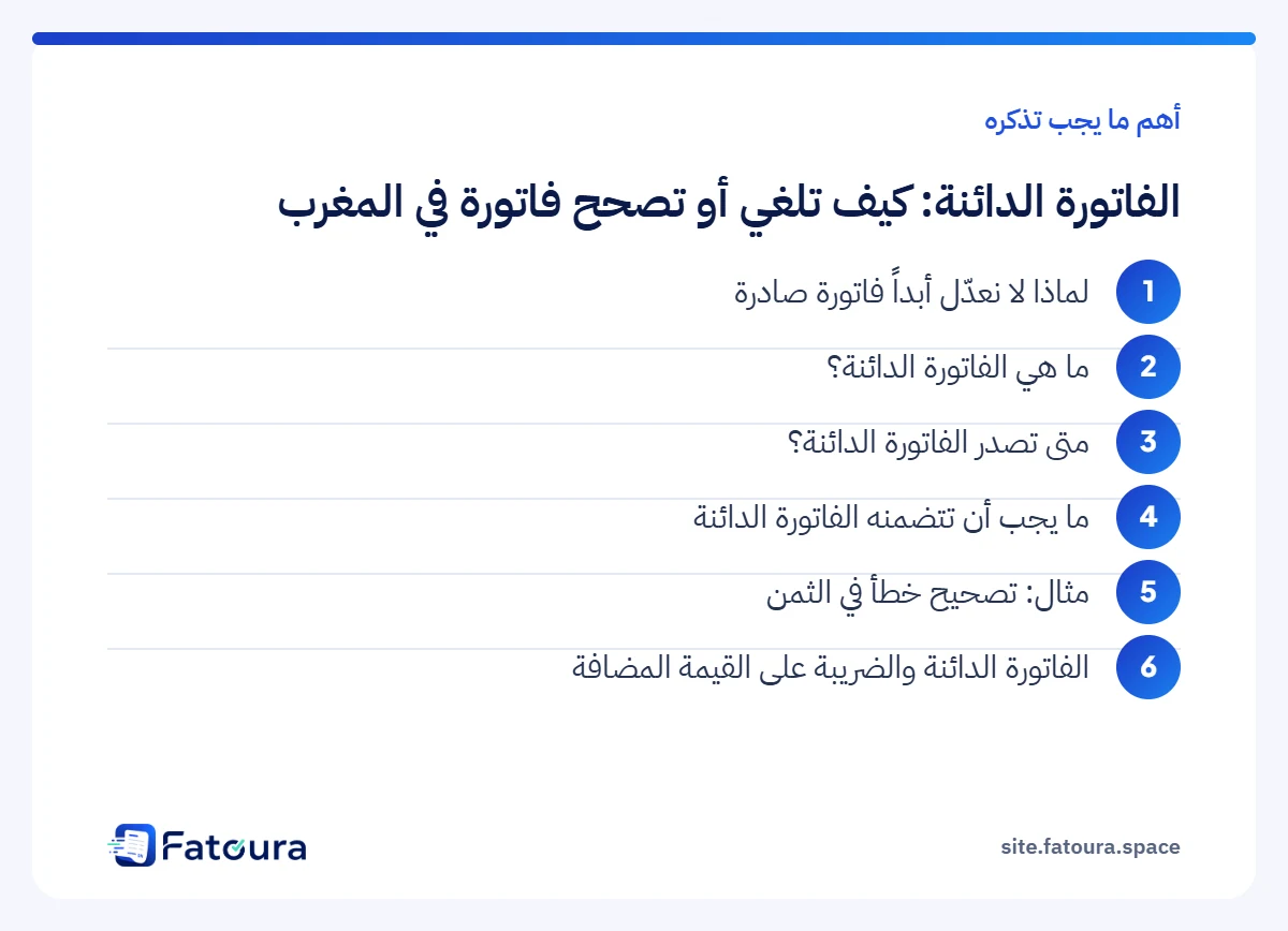 إنفوغرافيك: أهم ما يجب تذكره حول الفاتورة الدائنة: كيف تلغي أو تصحح فاتورة في المغرب