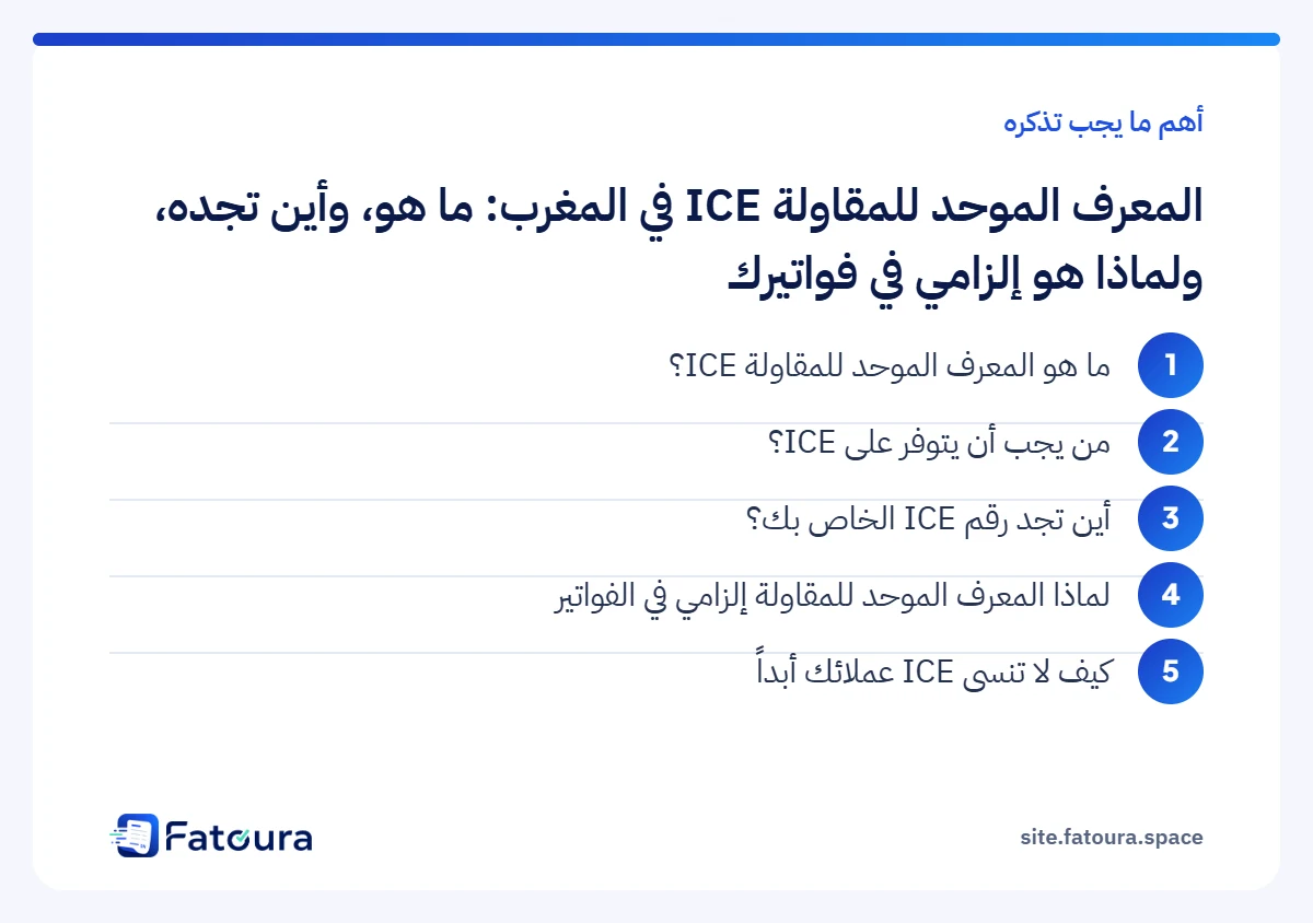إنفوغرافيك: أهم ما يجب تذكره حول المعرف الموحد للمقاولة ICE في المغرب: ما هو، وأين تجده، ولماذا هو إلزامي في فواتيرك