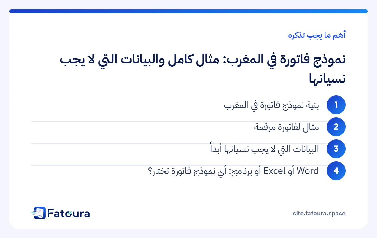 إنفوغرافيك: أهم ما يجب تذكره حول نموذج فاتورة في المغرب: مثال كامل والبيانات التي لا يجب نسيانها